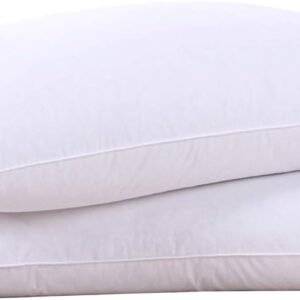 Goose Feathers and Down White Pillows with 100% Cotton Cover, Bed Sleeping Hotel Collection Pillows Set of 2, Standard Size