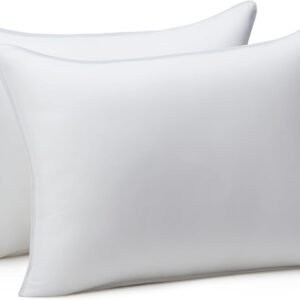 Down Alternative Pillow for Side and Back Sleepers, Medium Density, Standard Size, 26" x 20", 2-Pack, White