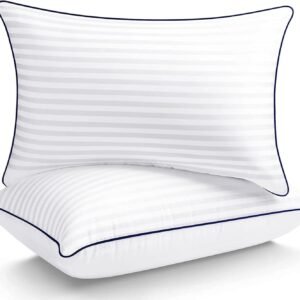 Bed Pillows for Sleeping, Full Standard Size Set of 2 Luxury Hotel Pillows with Premium Soft Down Alternative Filling for Back, Stomach and Side Sleepers