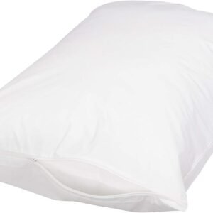 Queen Pillow Protector with Zipper, 100% Cotton Hypoallergenic, Machine Washable, White, 31 x 21 Inches, Pillows Not Included