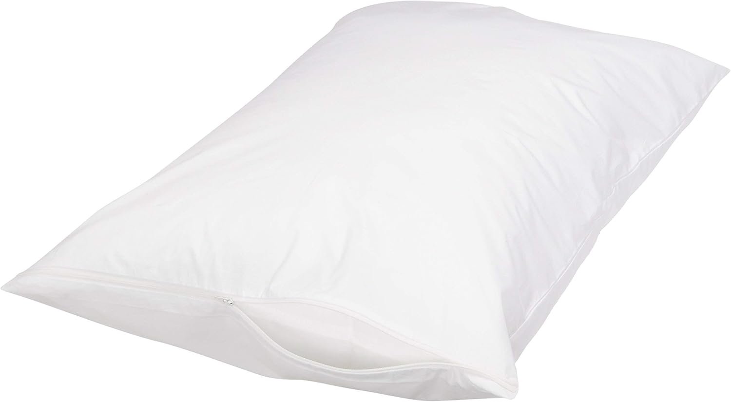 Queen Pillow Protector with Zipper, 100% Cotton Hypoallergenic, Machine Washable, White, 31 x 21 Inches, Pillows Not Included