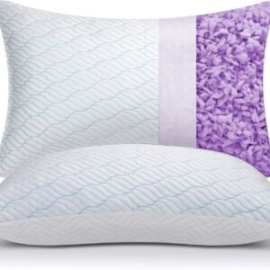 Cooling Pillows Queen Size Set of 2, Memory Foam Pillows with Zipper, Adjustable Firmness for Sleeping Cool Cold Pillow to Hot, Side, Back and Stomach Sleepers, 2 Pack, 20x30