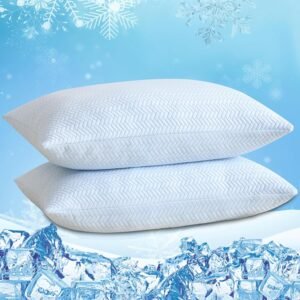 Cooling Pillow Queen Size Set of 2, Adjustable Shredded Memory Foam Pillows for Sleeping, Cool Bed Pillows for Hot Sleepers, Supportive Firm Pillow for Side Back Stomach Sleepers, 20"X30"